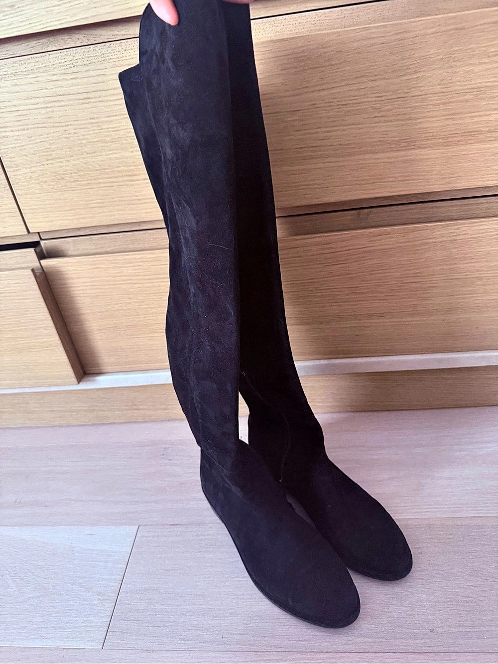 Stuart Weitzman Allgood Over-The-Knee Black Suede Boots 7M